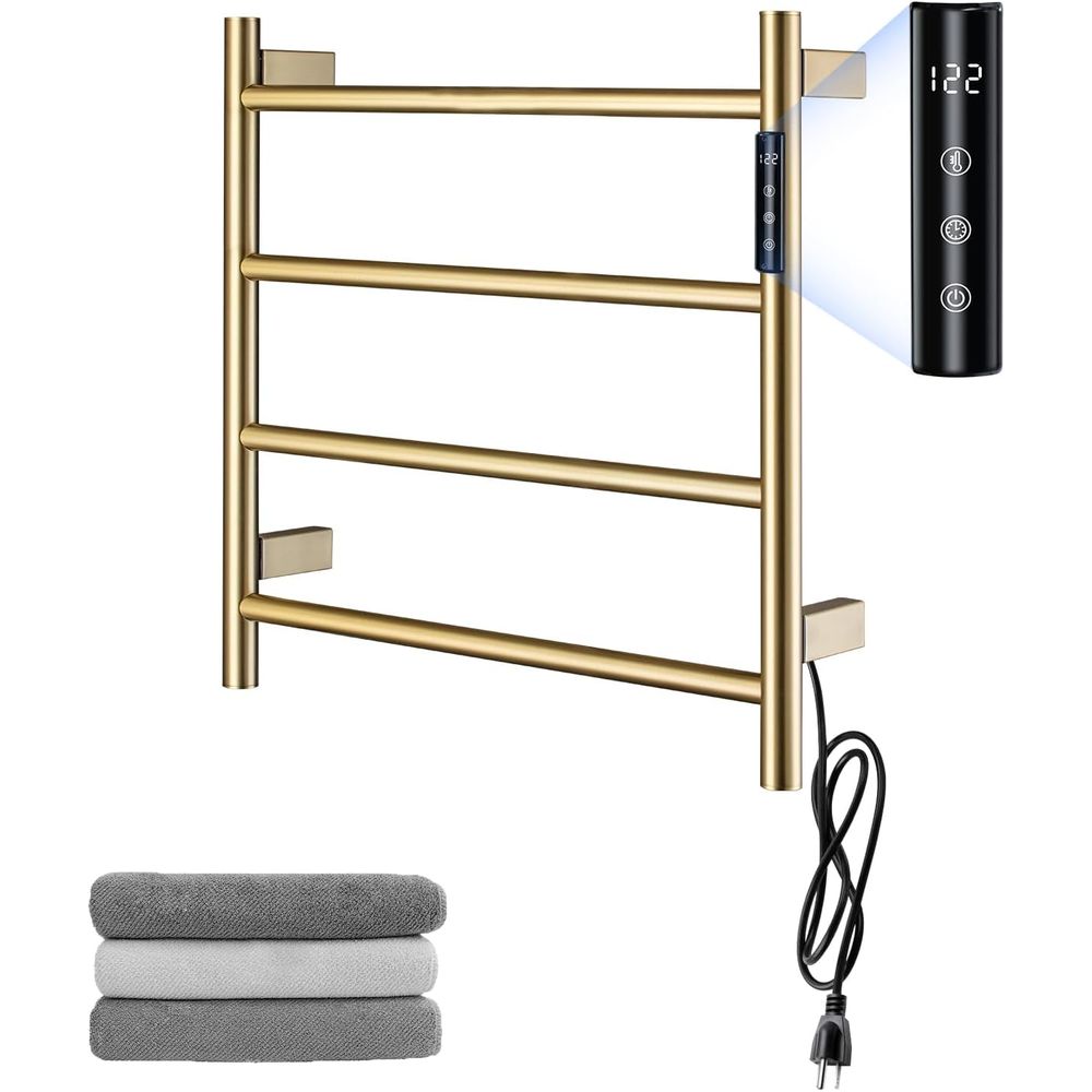Towel Bar Stainless - 4-Bar Wall-Mounted Electric Towel Warmer with