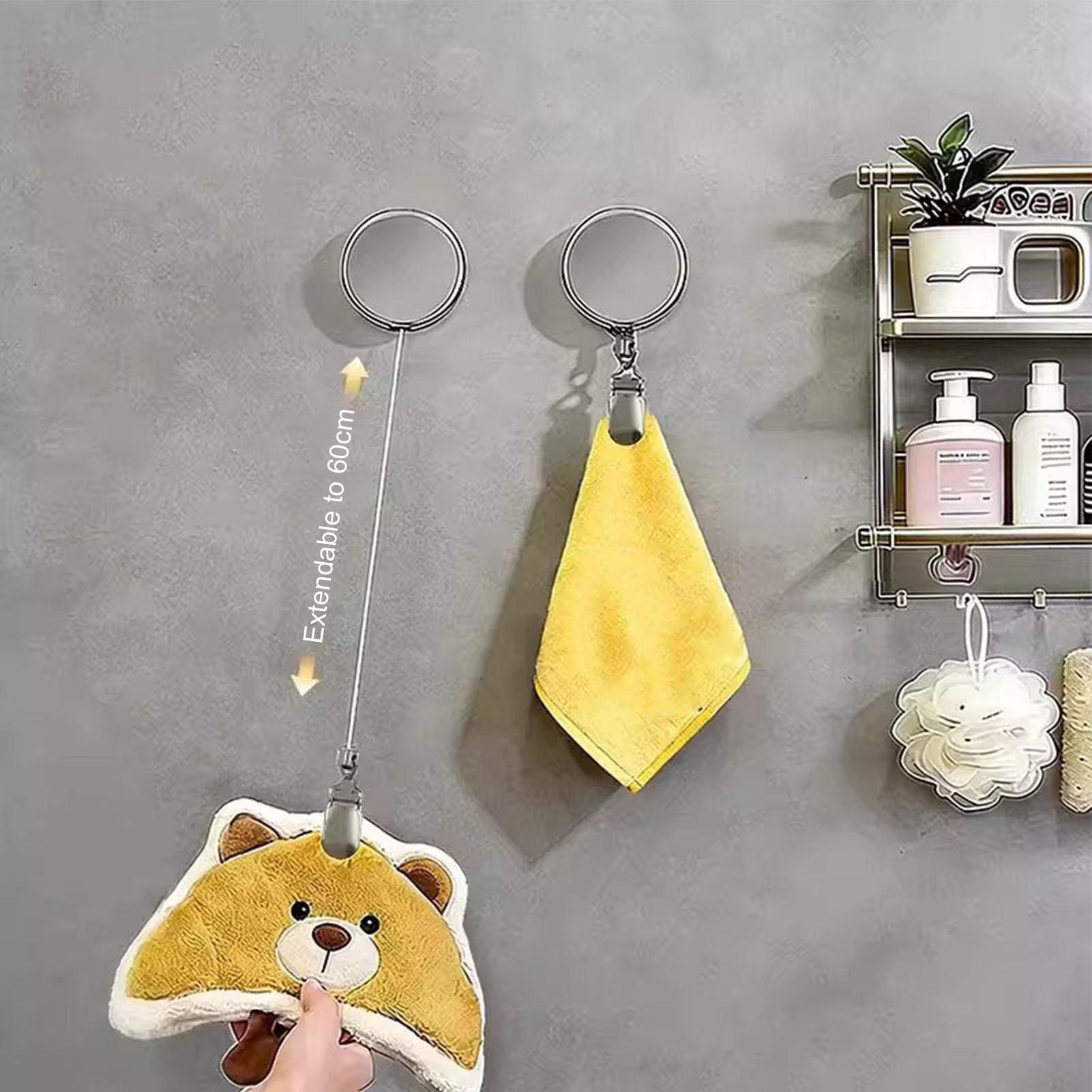 Towel Bar Stainless - 1pcs Automatic Retractable Towel Rack Self-Adhesive