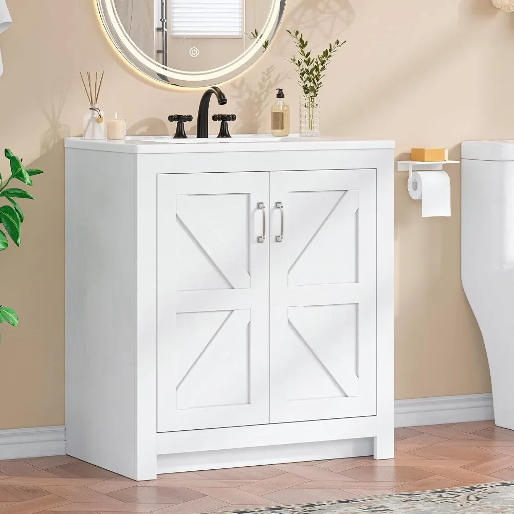 Home Living Bathroom Vanity - farmhouse bathroom vanity with sink, freestanding