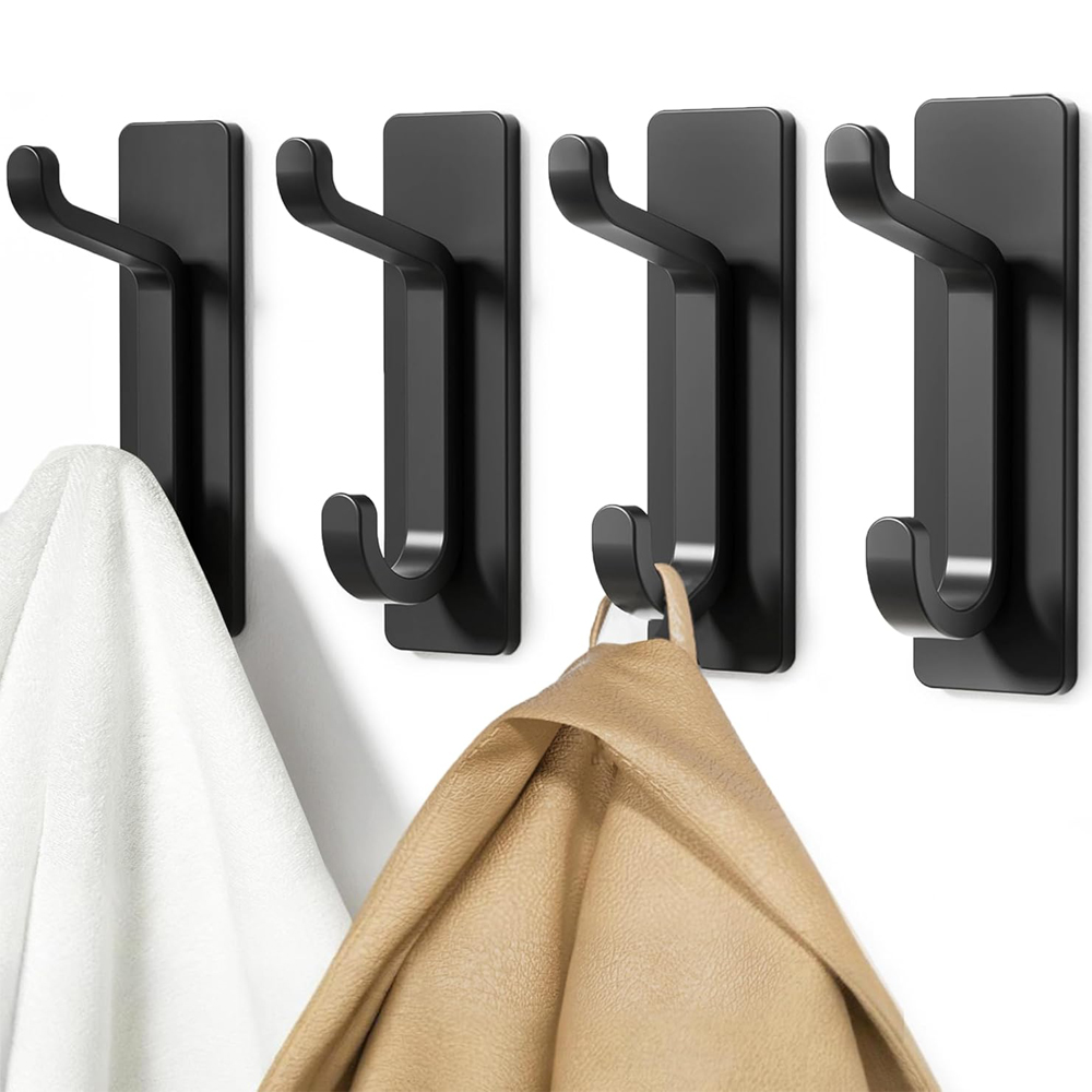 Towel Bar Stainless - 4 Pack Strong Adhesive Door Hooks,