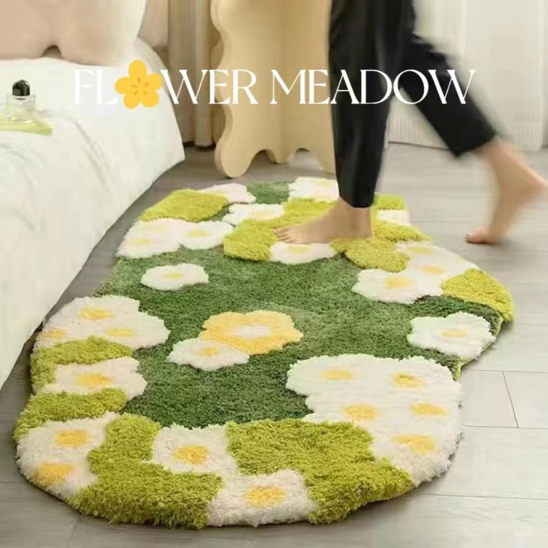 Zara Home Bathroom Rug - Aesthetic Tufting Moss Floral Bedroom Rug