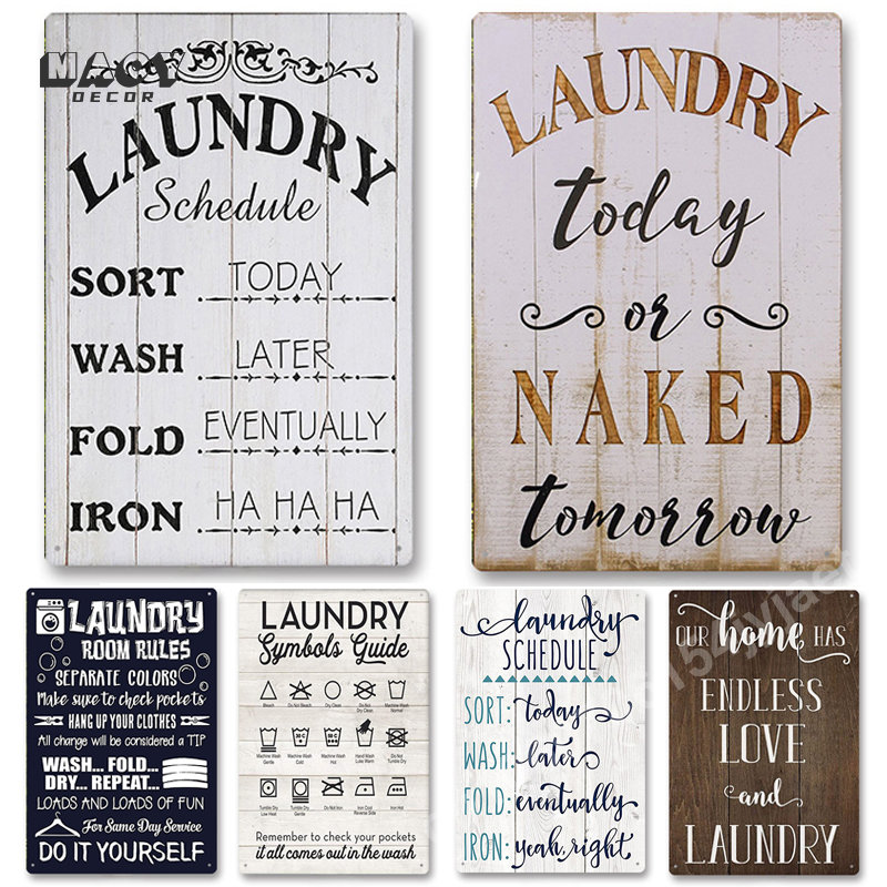 Slogan Metal Tin Sign Laundry  – Home Design Bathroom recenzja i cena