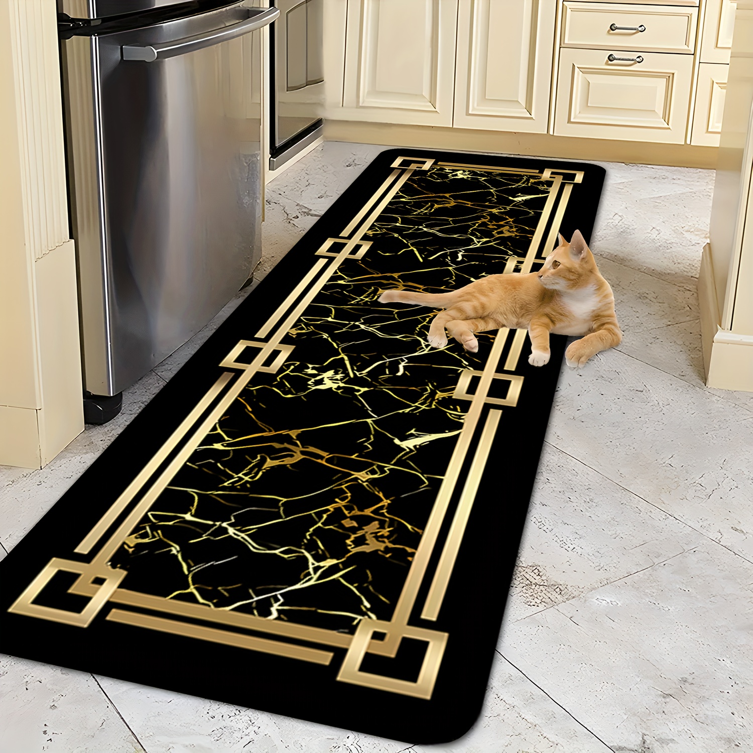 Black Gold Marble Geometric Bo – Home Living Bathroom Vanity recenzja i cena