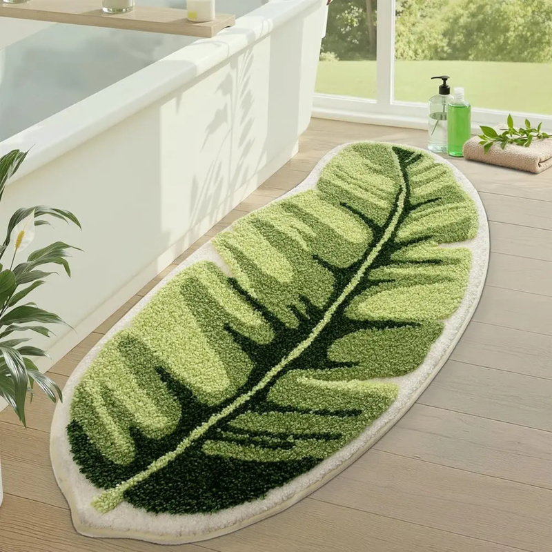 VIKAMA Small Fresh Green Leaf  – Zara Home Bathroom Rug recenzja i cena