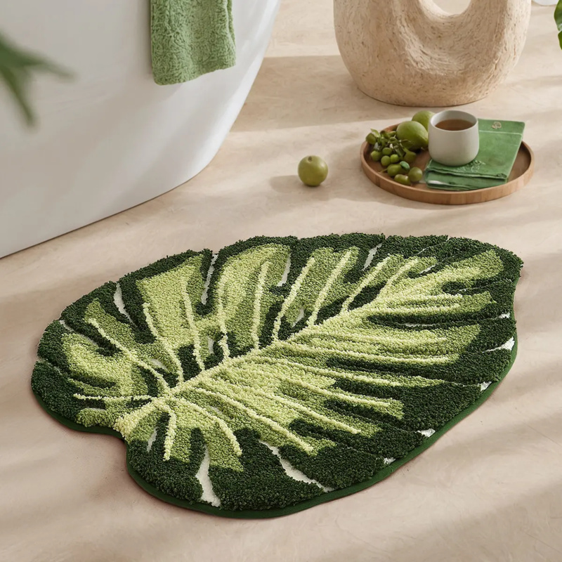 VIKAMA Small Fresh Green Leaf  – Zara Home Bathroom Rug recenzja i cena
