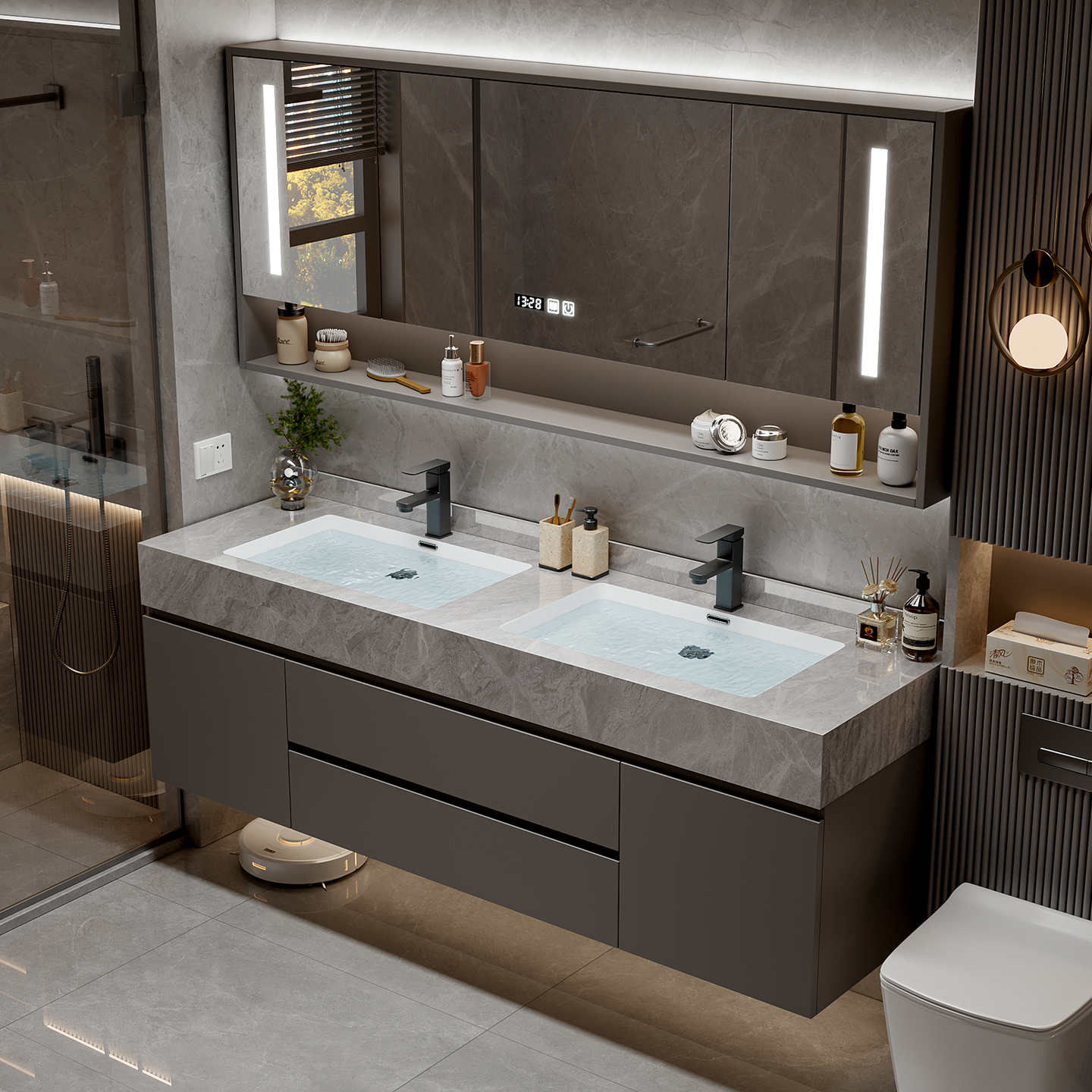 Makeup Organizer Cupboard Stor – Home Bathroom Partition Wall recenzja i cena