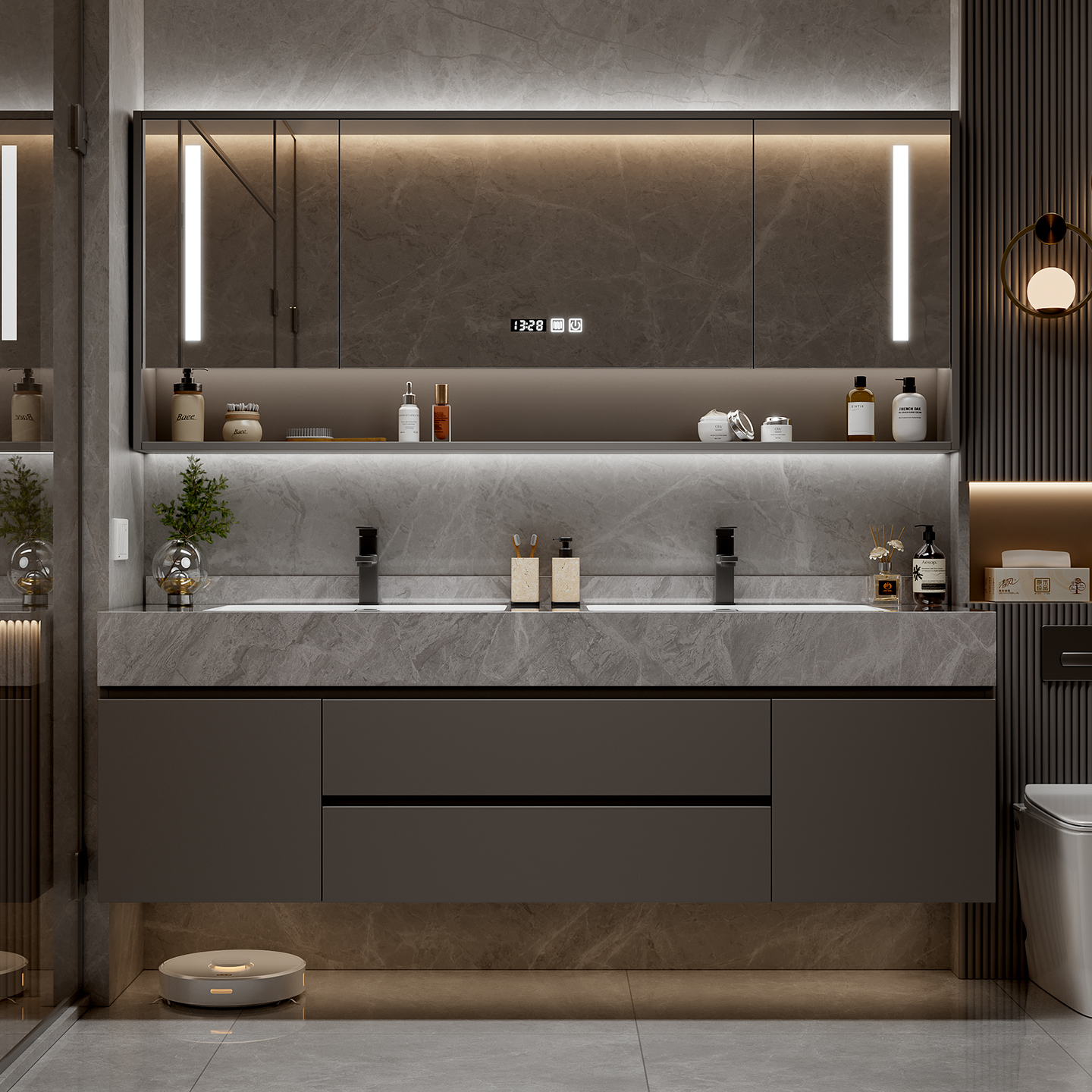 Makeup Organizer Cupboard Stor – Home Bathroom Partition Wall recenzja i cena