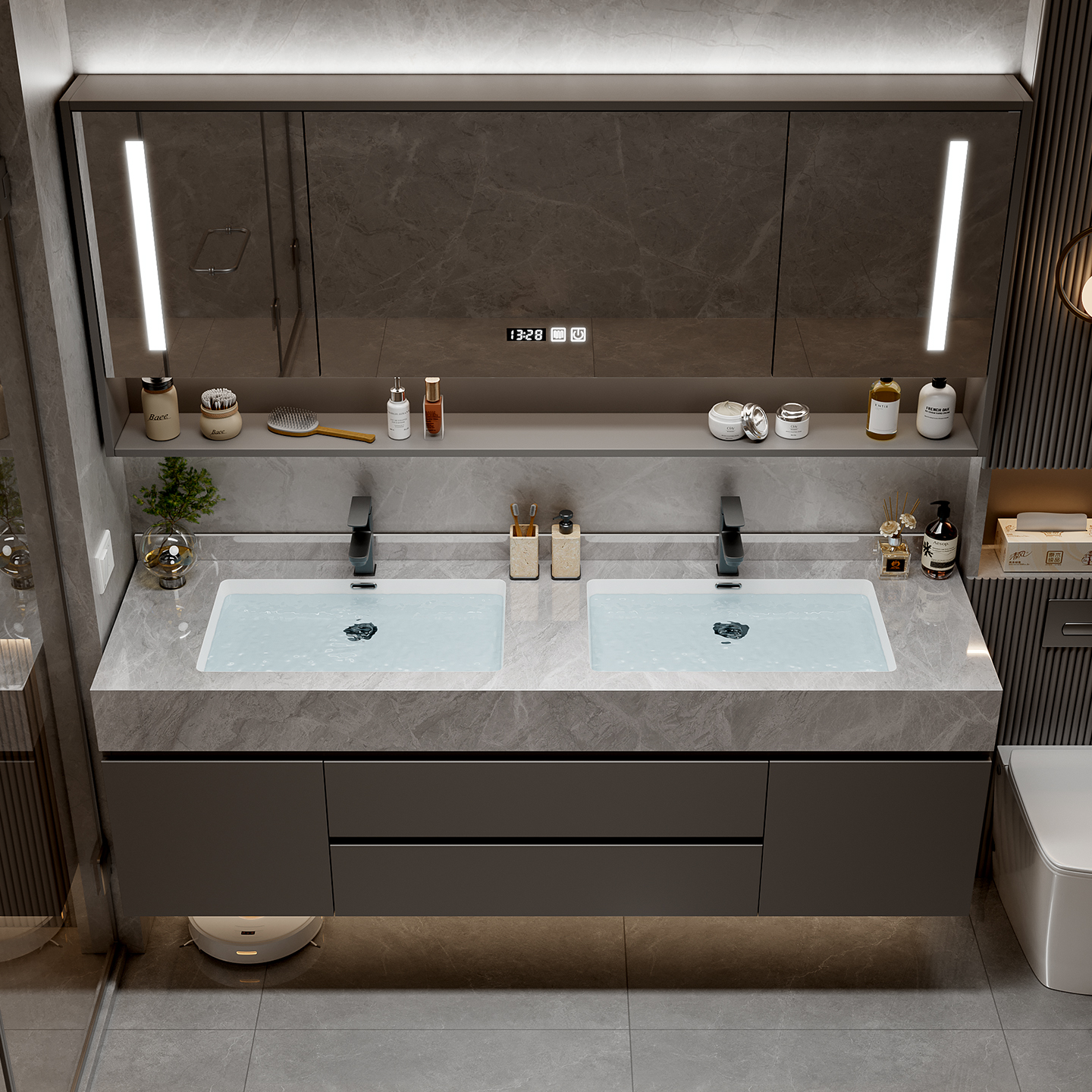 Makeup Organizer Cupboard Stor – Home Bathroom Partition Wall recenzja i cena