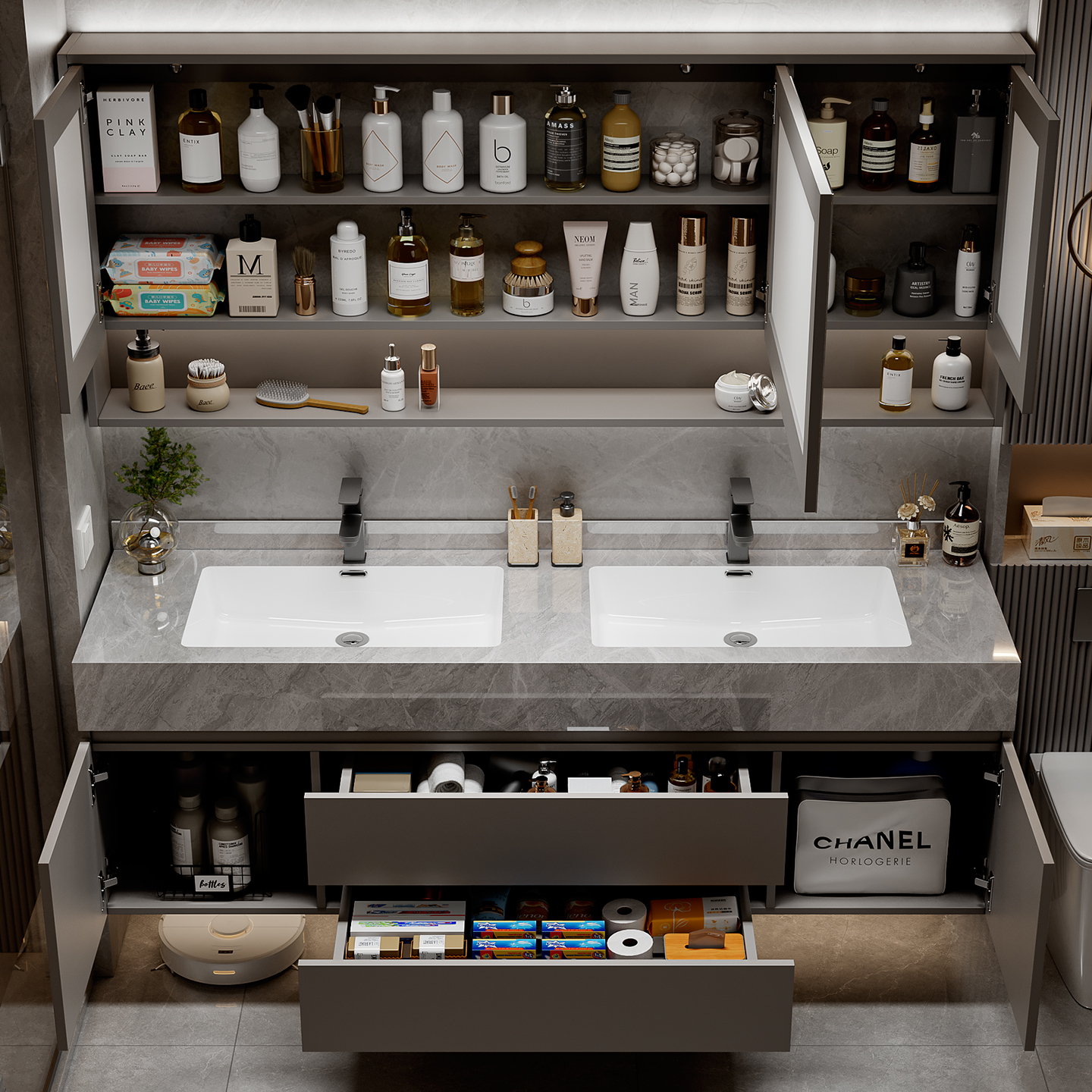 Makeup Organizer Cupboard Stor – Home Bathroom Partition Wall recenzja i cena