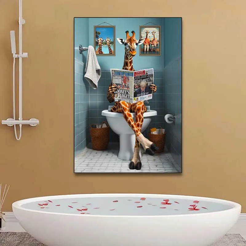 Funny Animal Wall Art Poster P – Home Bathroom Pic recenzja i cena