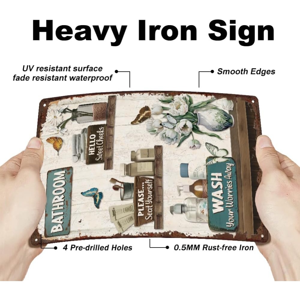 Bathroom Floral Tin Signs Vint – Home Bathroom Signs recenzja i cena