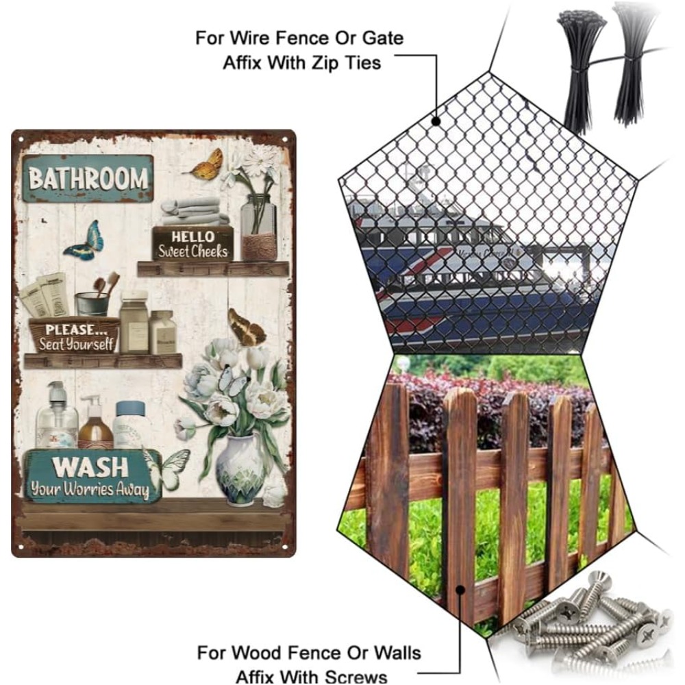 Bathroom Floral Tin Signs Vint – Home Bathroom Signs recenzja i cena
